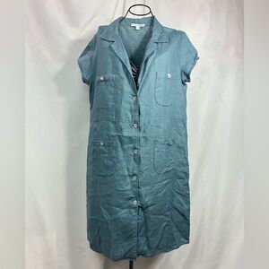 Gingersnaps light blue collared linen dress